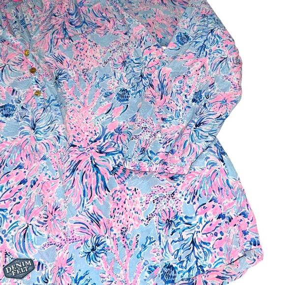 Lilly Pulitzer Elsa Top Cabana Cocktail Size L 100% Silk Blouse/Top | RARE! - Picture 9 of 9